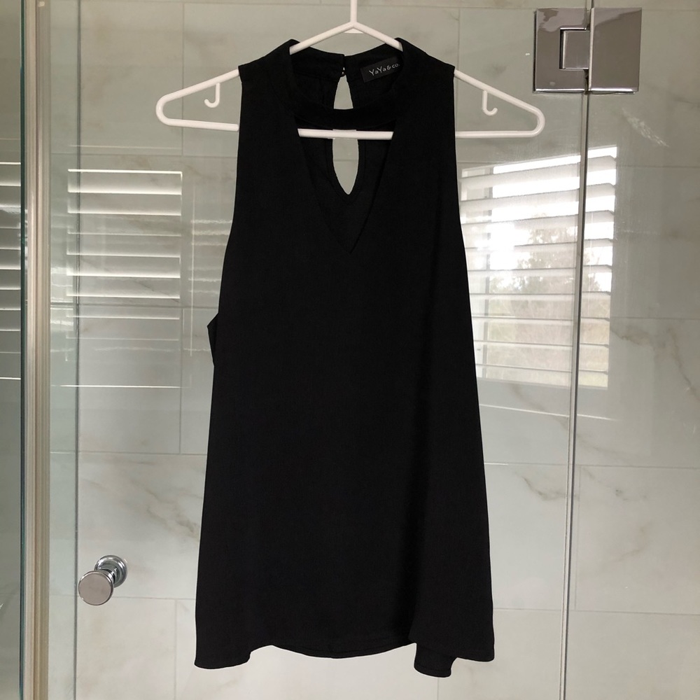 High Collar, V-Neck Blouse